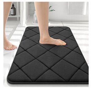Memory Foam Bath Mat 30x20, Ultra Soft and Absorbent Bathroom Mat, Black